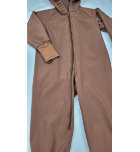 Overal Softshell with a zippered hood with a "Cinnamon" light brown