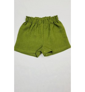 Ľanové detské šortky zelené