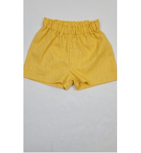 Ľanové detské šortky žlté